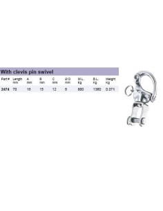 Wichard HR Snap Shackles with clevis pin swivel 70mm 2474 H2O Sesations 2
