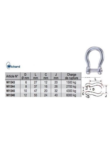 Wichard Self-locking Allen head pin shackles «bow» 6mm 1343 H2O Sensations Wichard Self-locking Allen head pin shackles «bow» 6mm 1343 H2O Sensations