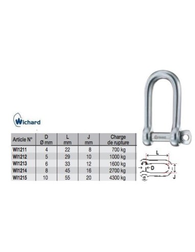 Wichard Shackle Long D Self-locking 5mm 1212 H2O Sensations Wichard Shackle Long D Self-locking 5mm 1212 H2O Sensations