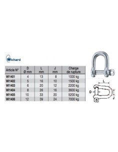Wichard Shackle D Self-locking Captive Pin 6mm 1403 H2O Sensations 2