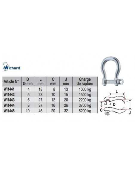 Wichard Shackle Bow Self-locking Captive Pin 8mm 1444 H2O Sensations