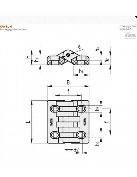 Elesa Charnières Trous Oblongs De Réglage CFA.65-SL-H 422272 H2O Sensations