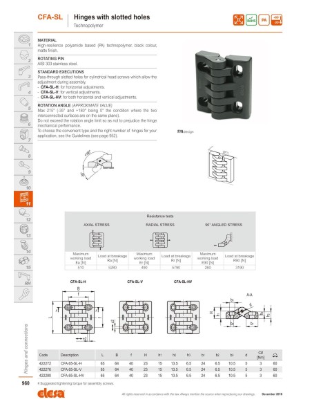 Elesa Hinges with Slotted Holes CFA.65-SL-H 422272 H2O Sensations Elesa Hinges with Slotted Holes CFA.65-SL-H 422272 H2O Sensations