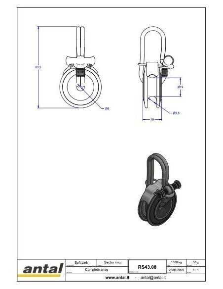 Antal SectoRing Anneau Faible Friction 43*8mm Avec Dyneema Loop RS43.08 H2O Sensations