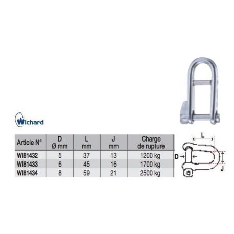 Wichard Shackle Long D Key Pin with Bar 6mm 81433 H2O Sensations Wichard Shackle Long D Key Pin with Bar 6mm 81433 H2O Sensations