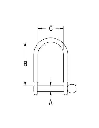 Ronstan Shackle Wide D 1/4" 6.4mm RF1853 H2O Sensations Ronstan Shackle Wide D 1/4" 6.4mm RF1853 H2O Sensations