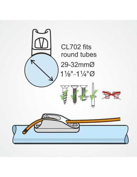 ClamCleat Aluminium Bôme Tangon Wishbone Cleat CL702 H2O Sensations ClamCleat Aluminium Bôme Tangon Wishbone Cleat CL702 H2O Sensations