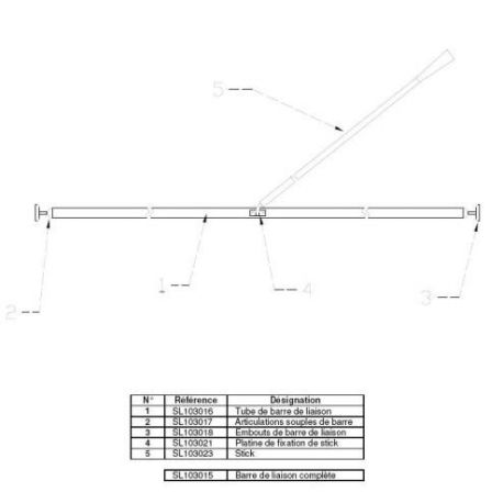 Tiller Complet SL16 & SL15.5 - Round Joint base