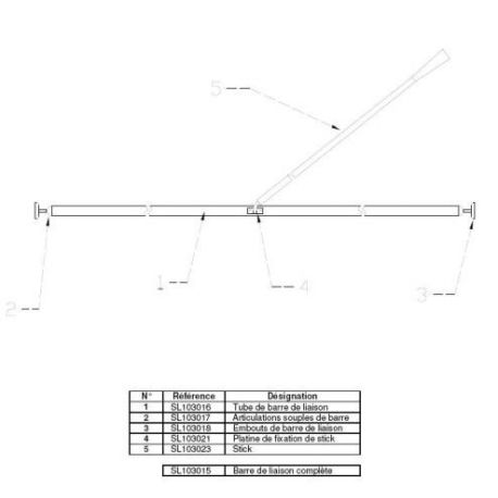 Tiller Complet SL16 & SL15.5 - Round Joint base